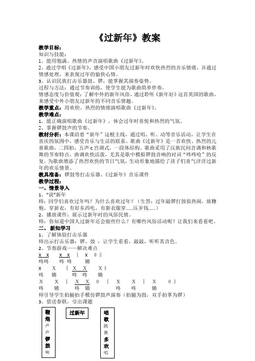 人音版     二年级上册音乐教案-8《过新年》
