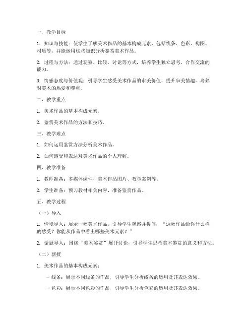 高中鉴赏美术作品教案模板