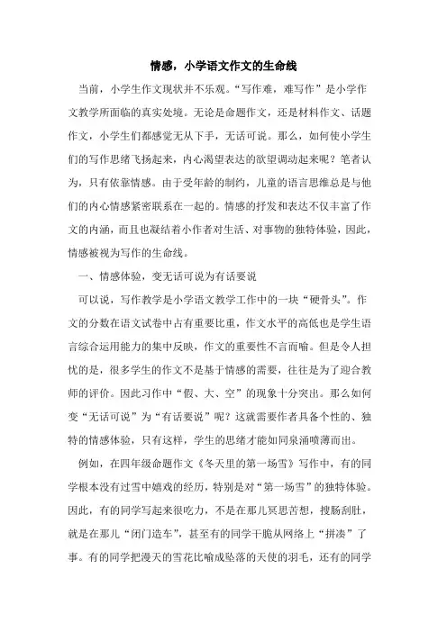 情感,小学语文作文的生命线