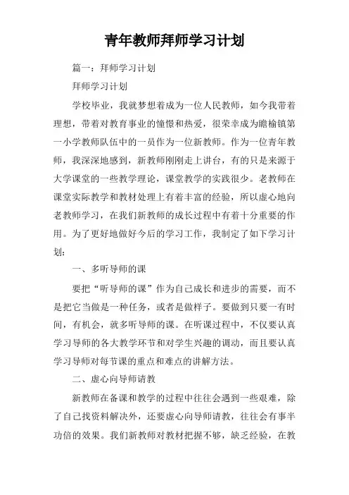 青年教师拜师学习计划