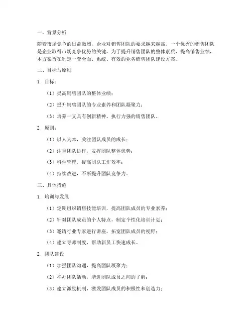 业务销售团队建设方案