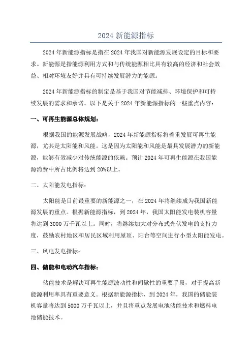 2024新能源指标