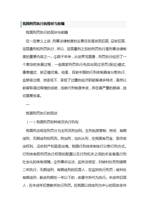 我国刑罚执行的现状与前瞻