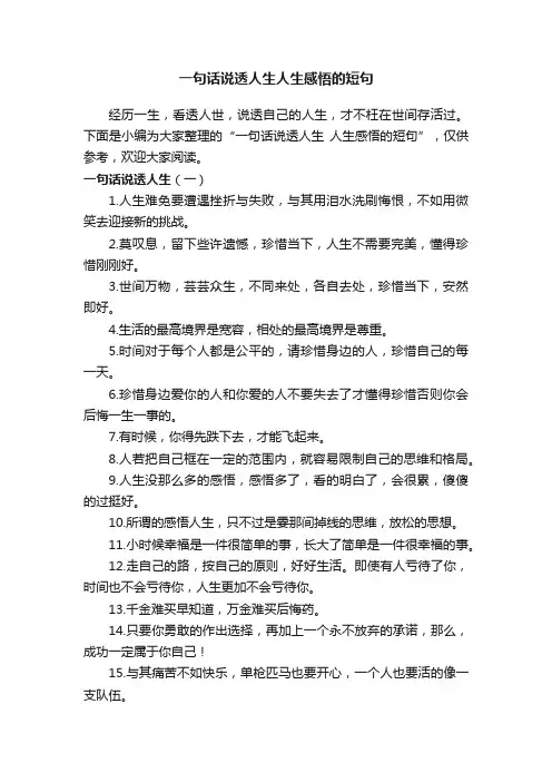 一句话说透人生人生感悟的短句