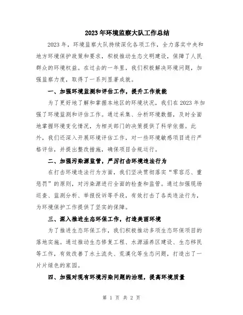 2023年环境监察大队工作总结