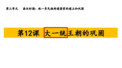 《大一统王朝的巩固》秦汉时期：统一多民族封建国家的建立和巩固PPT课件