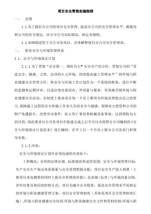 项目安全管理实施细则