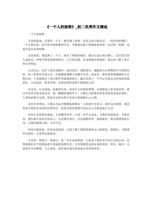 《一个人的旅程》_初二优秀作文精选