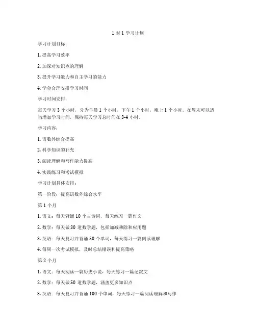 1对1学习计划