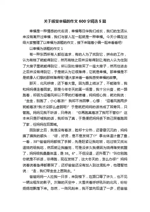 关于感受幸福的作文600字精选5篇