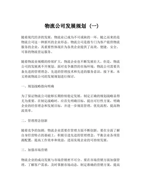 物流公司发展规划 (一)