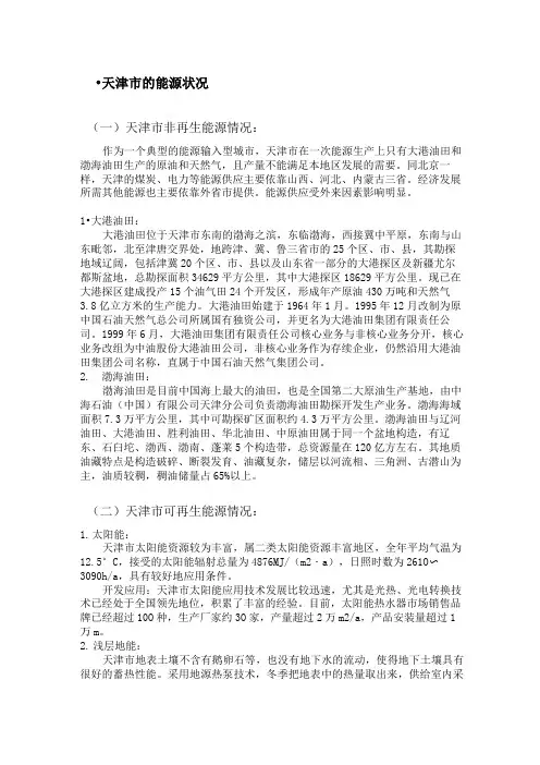 用电技术报告《天津市能源与电力资源状况报告》