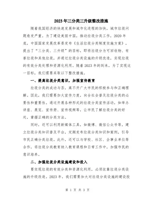 2023年三分类三升级整改措施