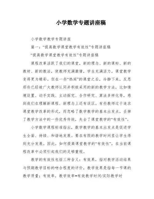 小学数学专题讲座稿