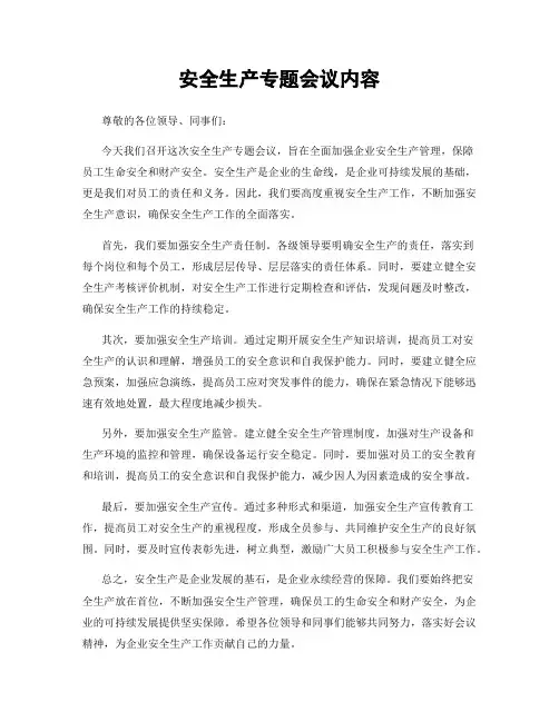 安全生产专题会议内容