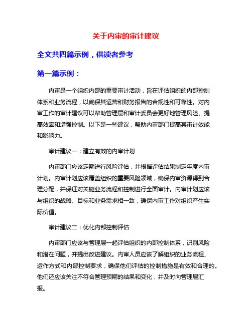 关于内审的审计建议