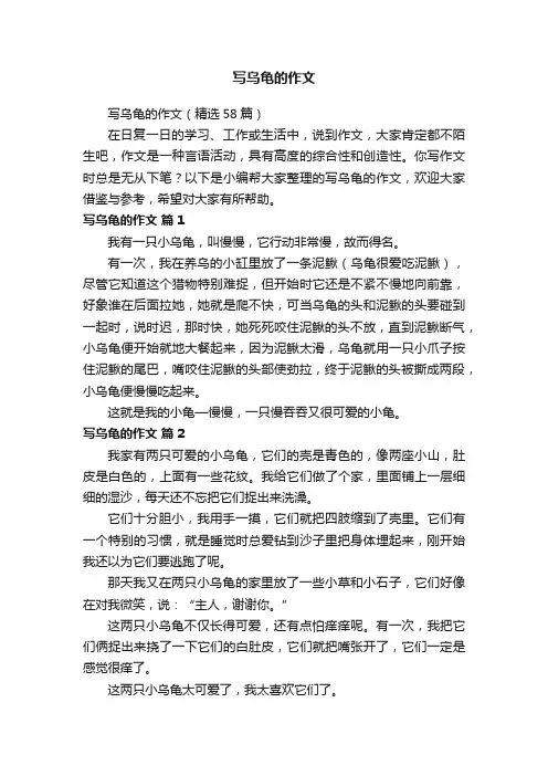 写乌龟的作文（精选58篇）