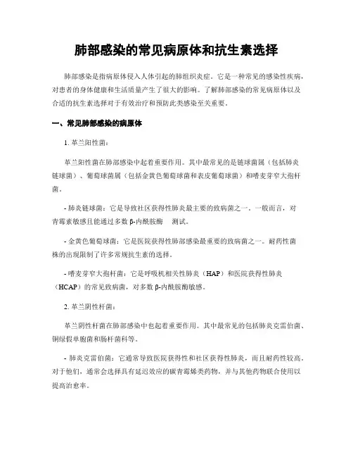 肺部感染的常见病原体和抗生素选择