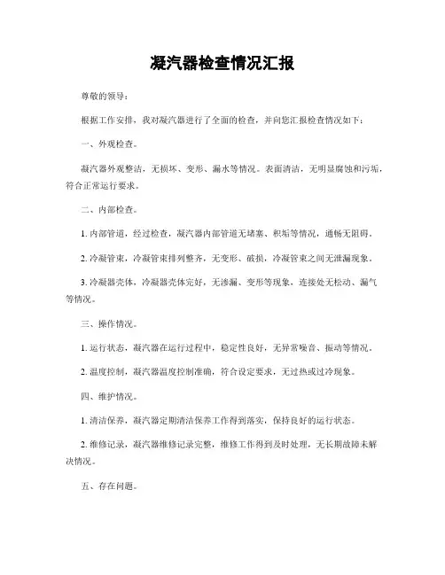 凝汽器检查情况汇报