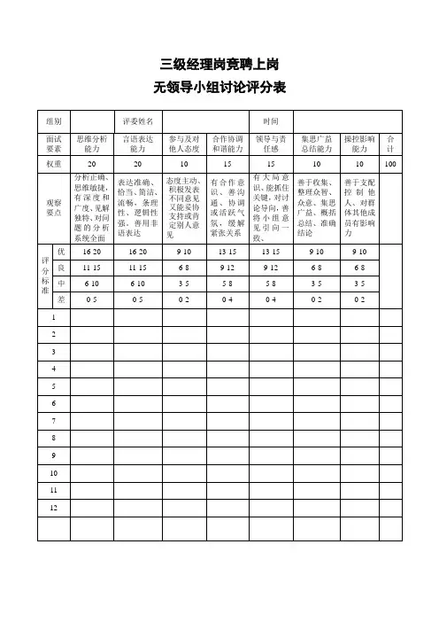 无领导小组讨论评分表(新)