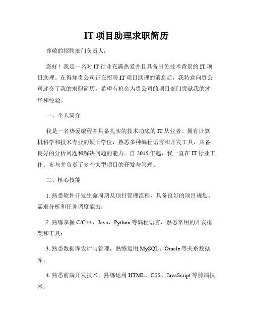 IT项目助理求职简历