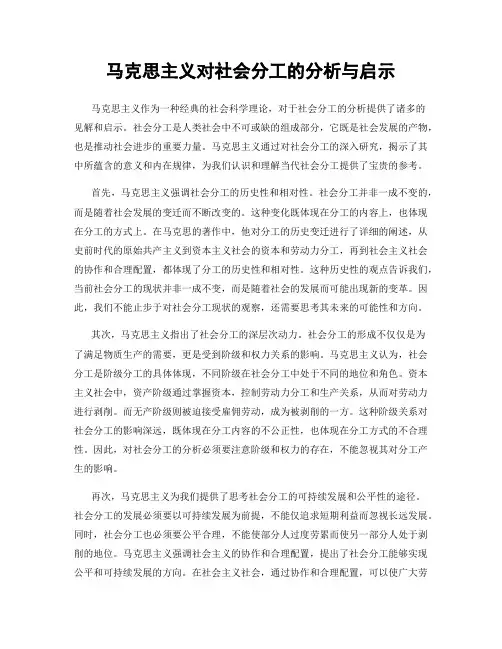马克思主义对社会分工的分析与启示