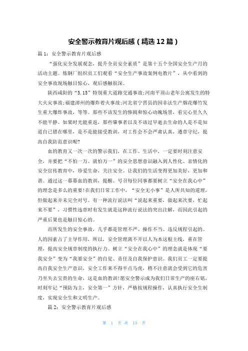 安全警示教育片观后感(精选12篇)
