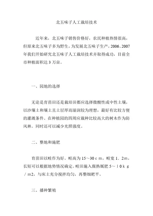 北五味子人工栽培技术