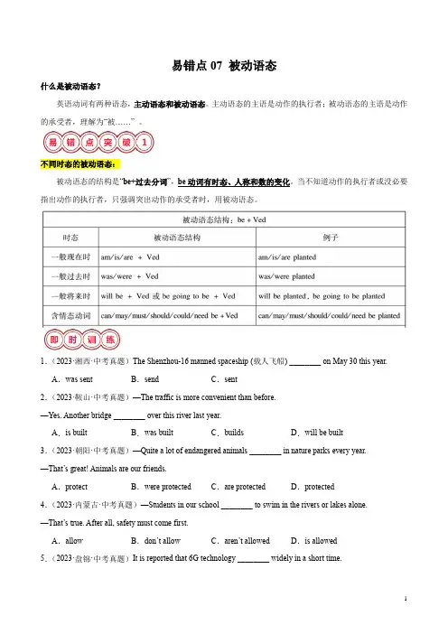 易错点07 被动语态(原卷版)