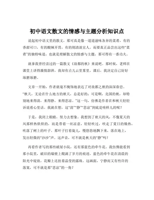 初中语文散文的情感与主题分析知识点
