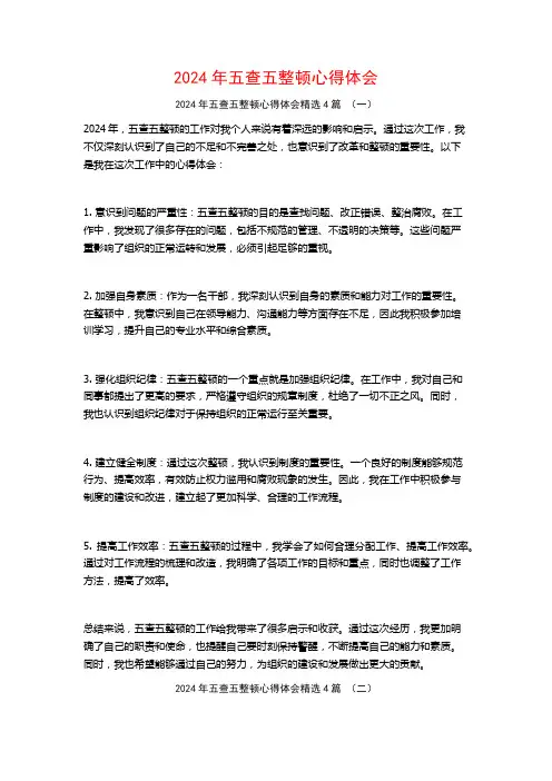 2024年五查五整顿心得体会4篇