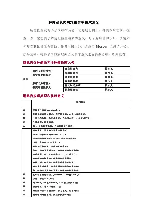(完整版)解读肠息肉病理报告单临床意义