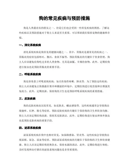 狗的常见疾病与预防措施