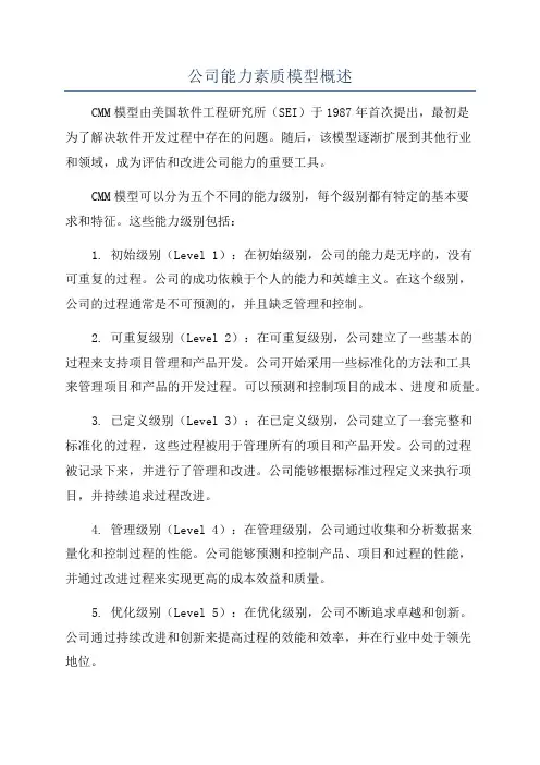 公司能力素质模型概述