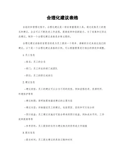 合理化建议表格