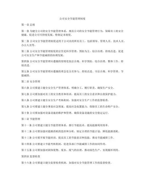 公司安全节能管理制度