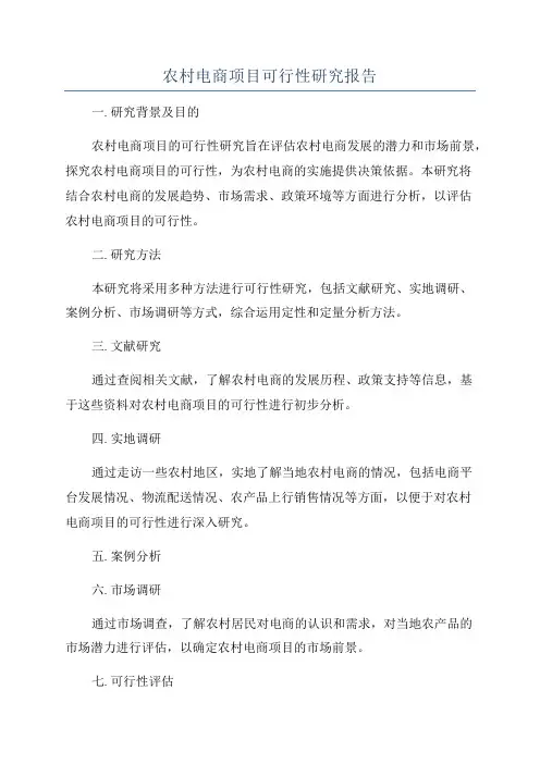 农村电商项目可行性研究报告