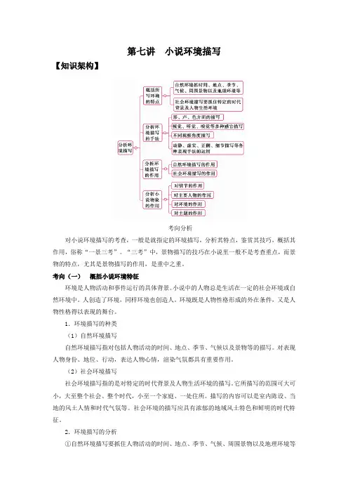 高中语文一轮复习 第七讲  小说环境描写  精品教案 (新高考)