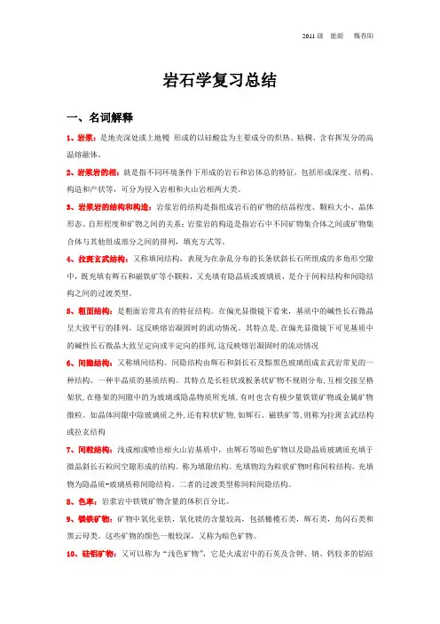 中国地质大学(北京)岩石学复习超强总结