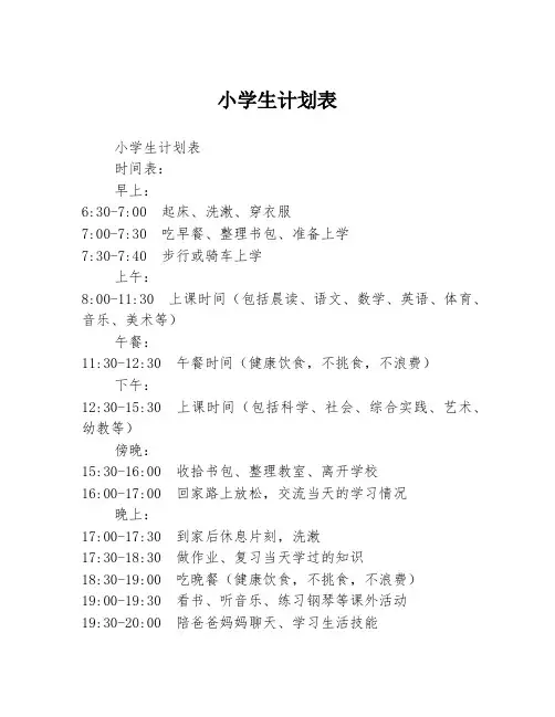 小学生计划表