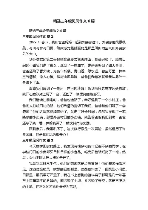 精选三年级见闻作文6篇