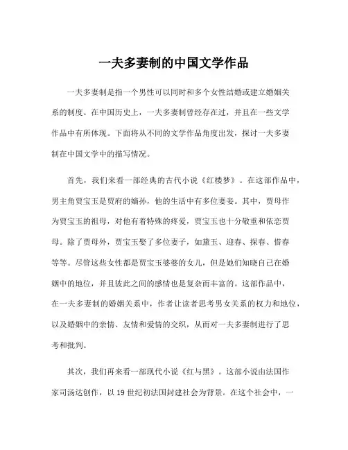 一夫多妻制的中国文学作品