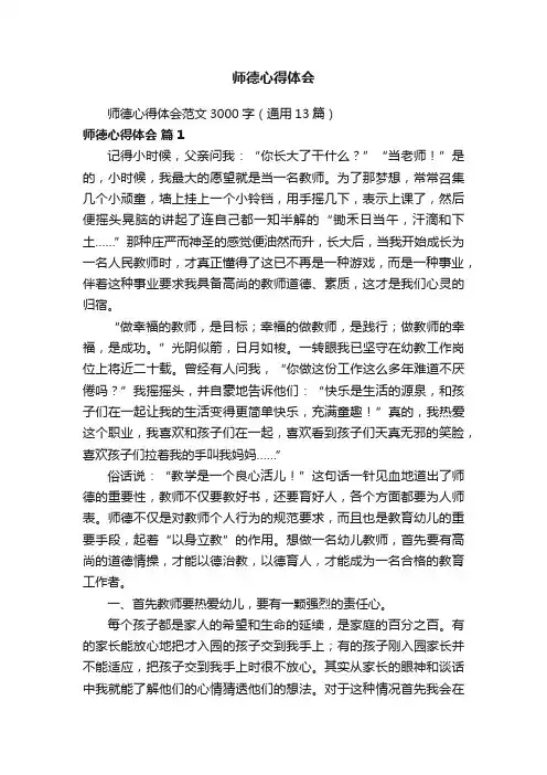 师德心得体会范文3000字（通用13篇）
