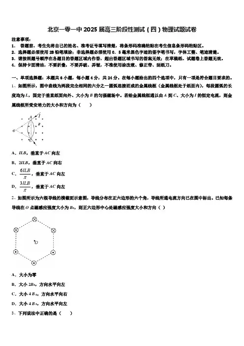 北京一零一中2025届高三阶段性测试(四)物理试题试卷含解析
