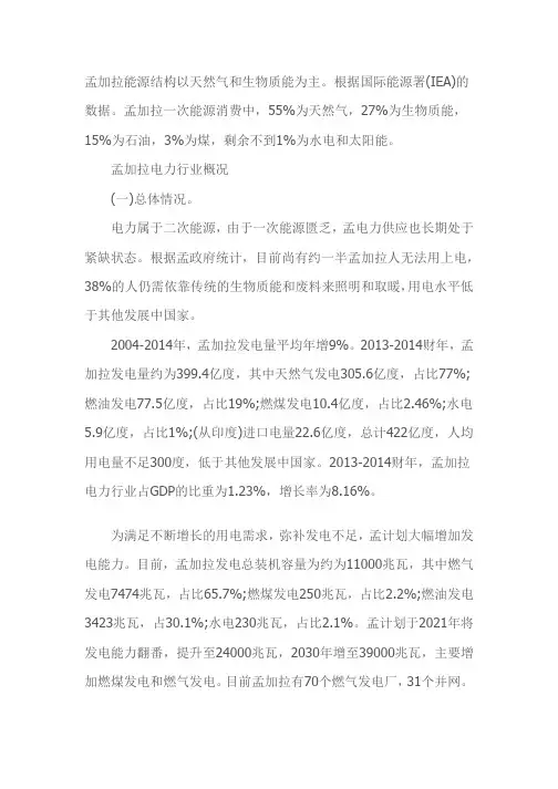 孟加拉电力行业概况