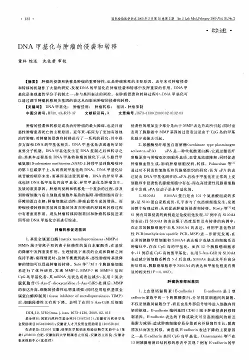 DNA甲基化与肿瘤的侵袭和转移