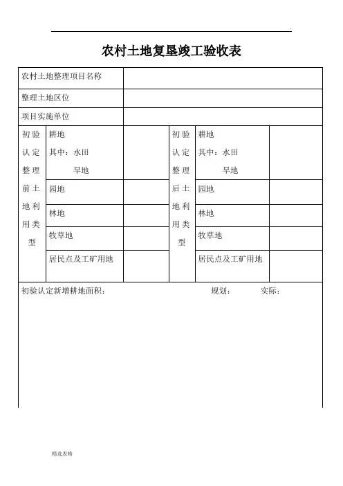 农村土地复垦竣工验收表