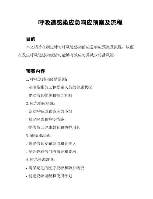 呼吸道感染应急响应预案及流程