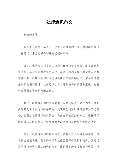 处理意见范文