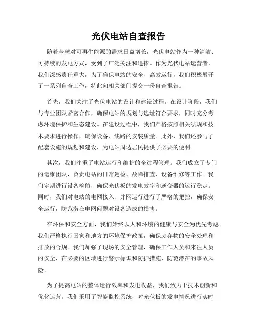 光伏电站自查报告